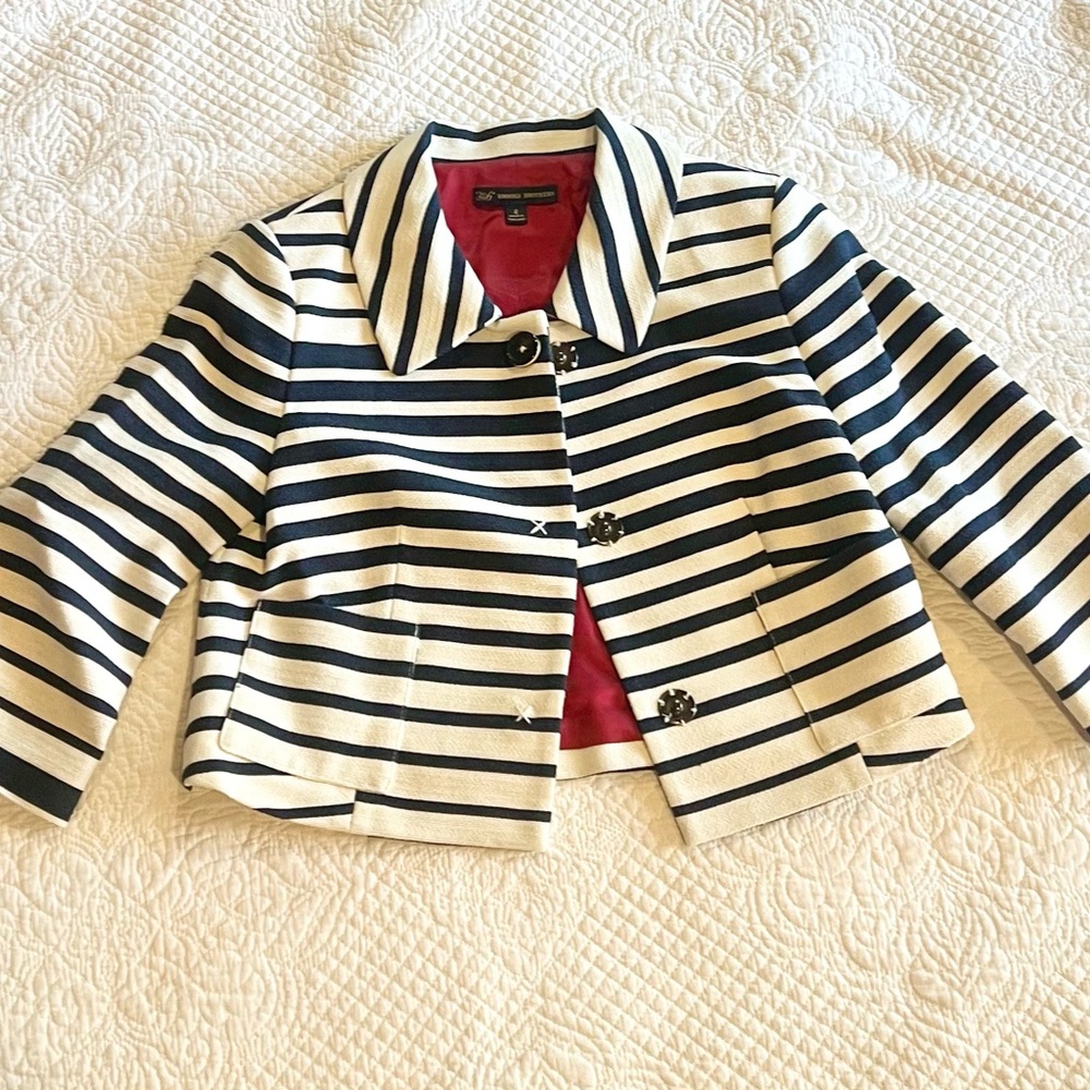 Brooks Brothers Navy and White Striped Blazer
